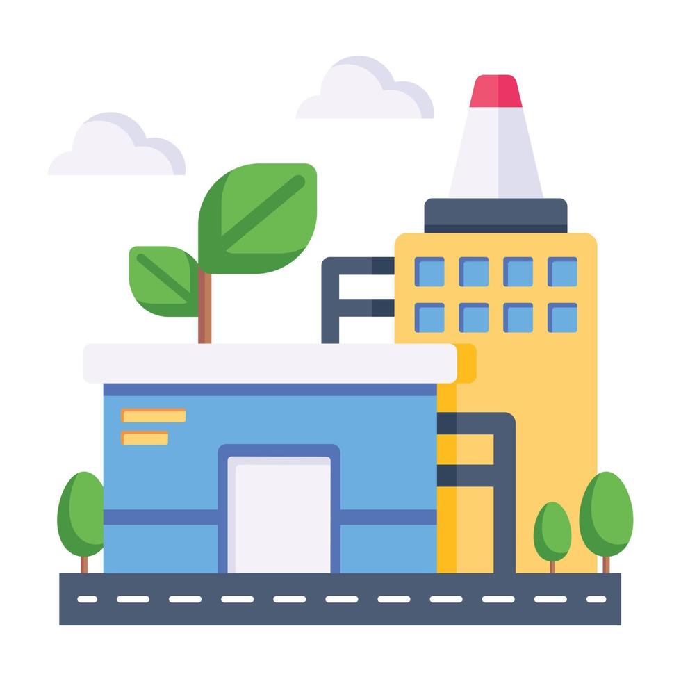 Trendy flat icon of factory vector