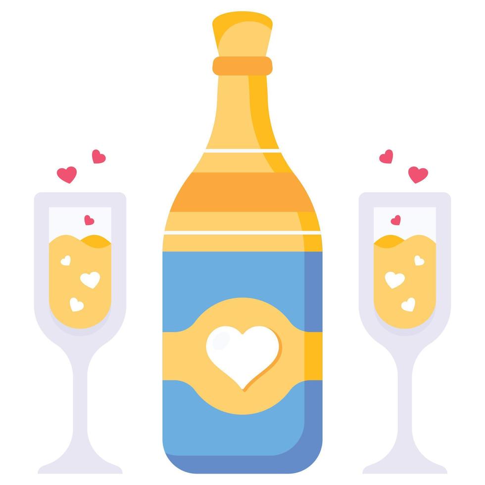 Love drink and glass, flat editable icon vector