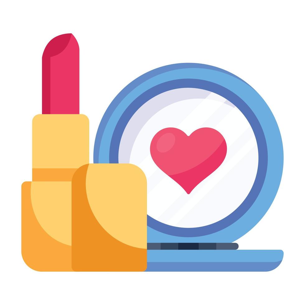 Lipstick and mirror, flat icon of makeup vector