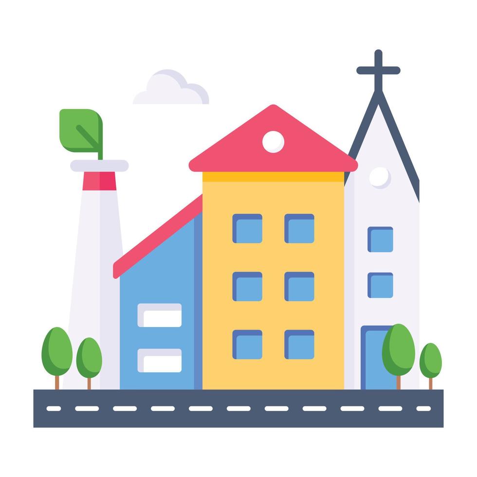 An icon of church building flat vector