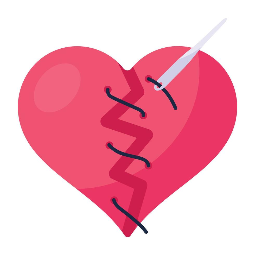 Premium flat icon of heart stitches vector