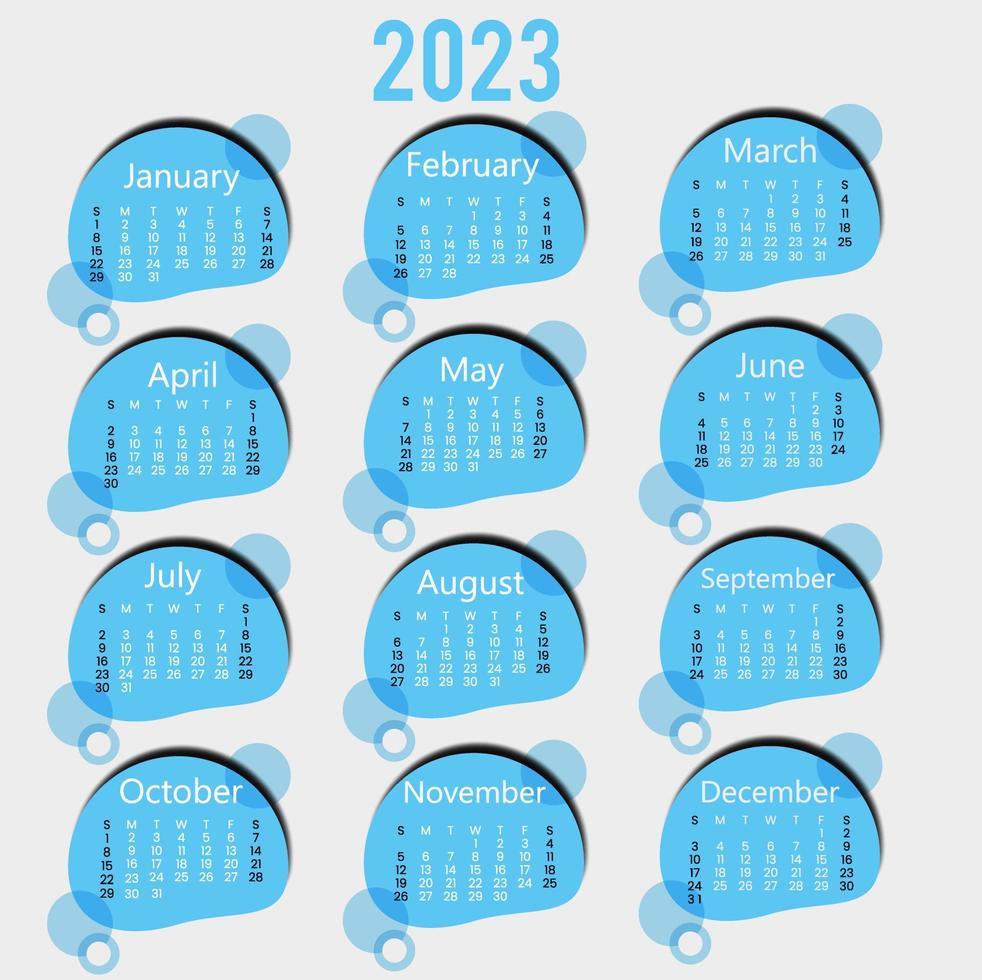 Yearly Calendar 2023 Template vector