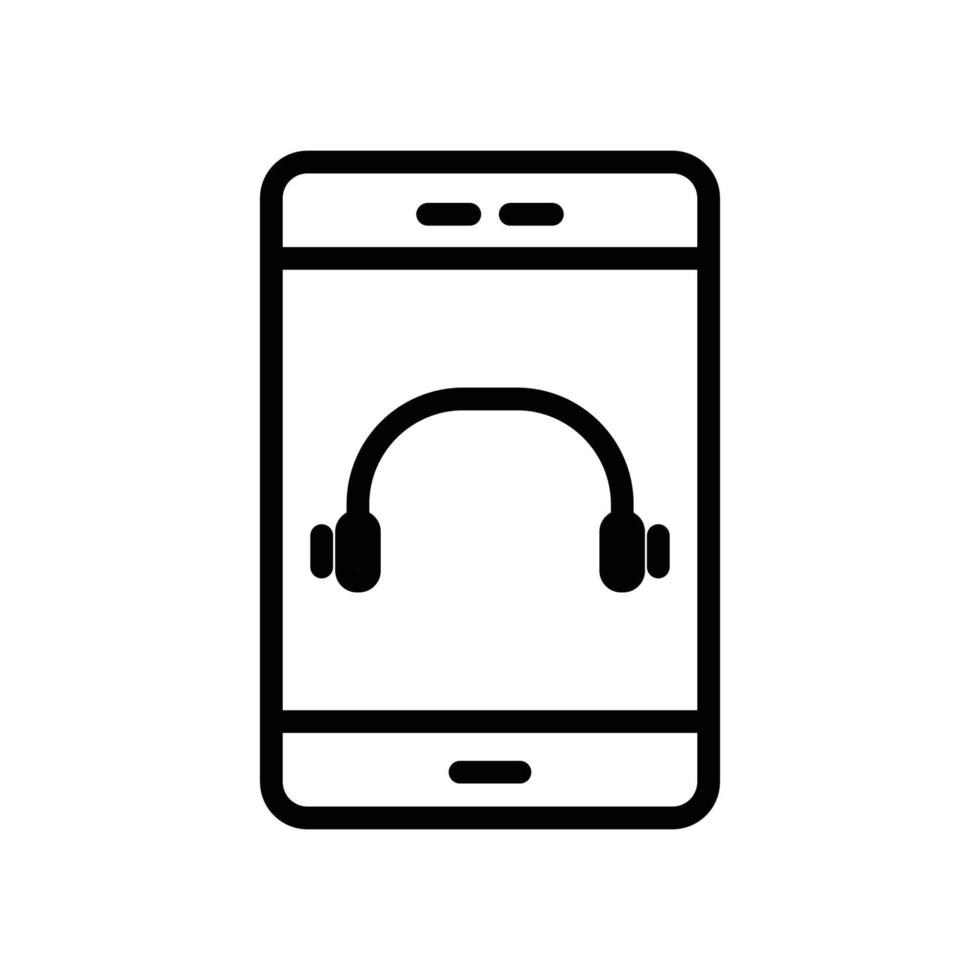 Mobile vector icon with megaphone. music, listening music. line icon style. Simple design illustration editable