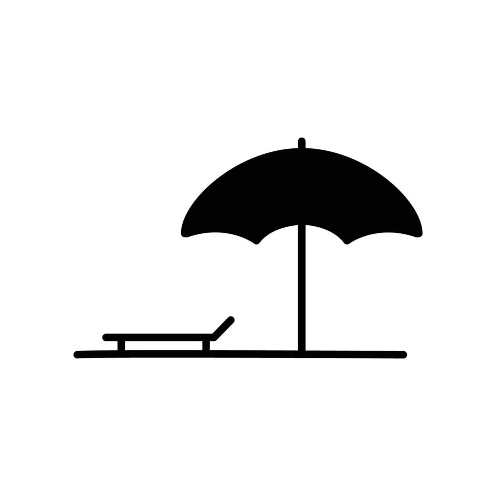 vector de icono de paraguas de piscina y sillas de piscina. piscina, natación. estilo de icono sólido, glifo. ilustración de diseño simple editable