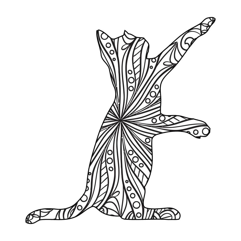 Mandala Cat Coloring Page For Kids vector