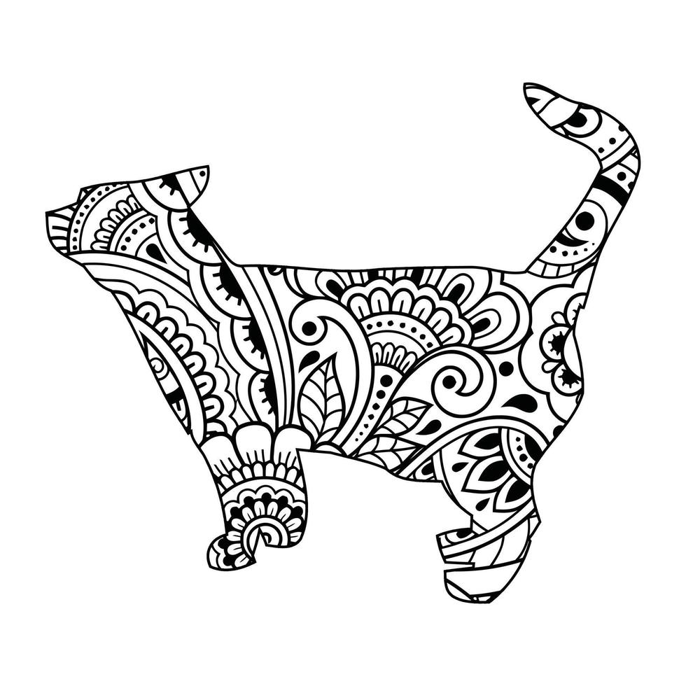 Mandala Cat Coloring Page For Kids vector