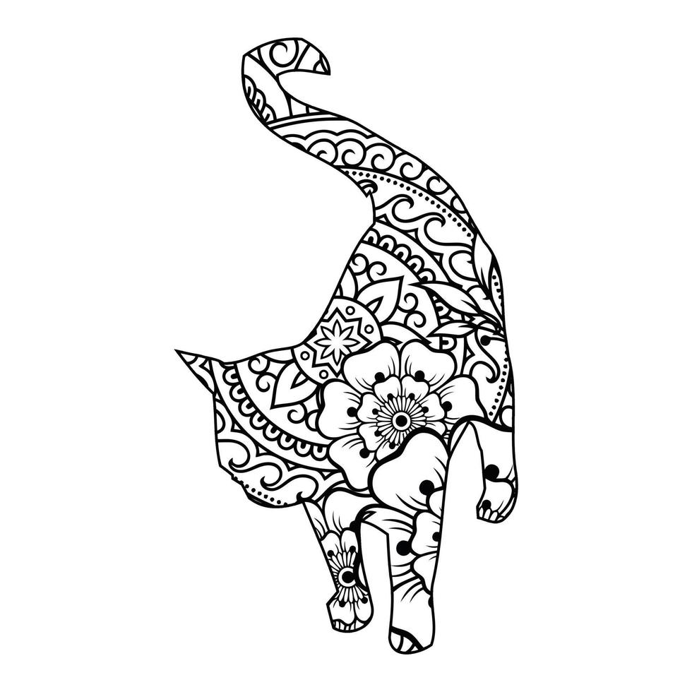 Mandala Cat Coloring Page For Kids vector