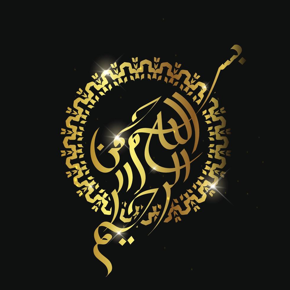 Bismillah Written in Islamic or Arabic Calligraphy. Meaning of Bismillah, In the Name of Allah, The Compassionate, The Merciful. vector