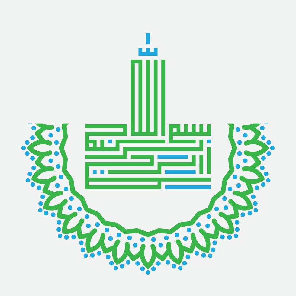 Bismillah Written in Islamic or Arabic Kufi Calligraphy. Meaning of Bismillah In the Name of Allah, The Compassionate, The Merciful. vector