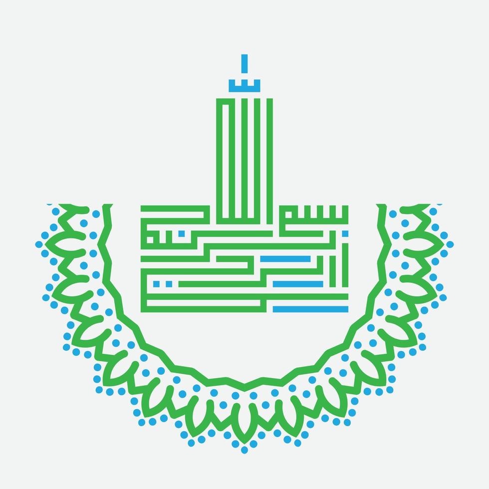 Bismillah Written in Islamic or Arabic Kufi Calligraphy. Meaning of Bismillah In the Name of Allah, The Compassionate, The Merciful. vector