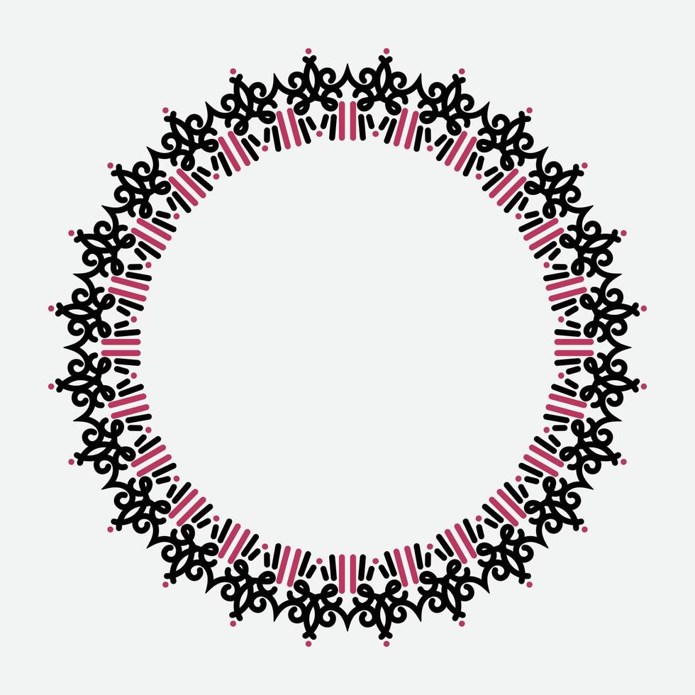 round linear narrow and wide frame in abstract oriental motif. Traditional elegant floral eastern ornament to decorate and design greeting cards, certificates, wedding invitations vector