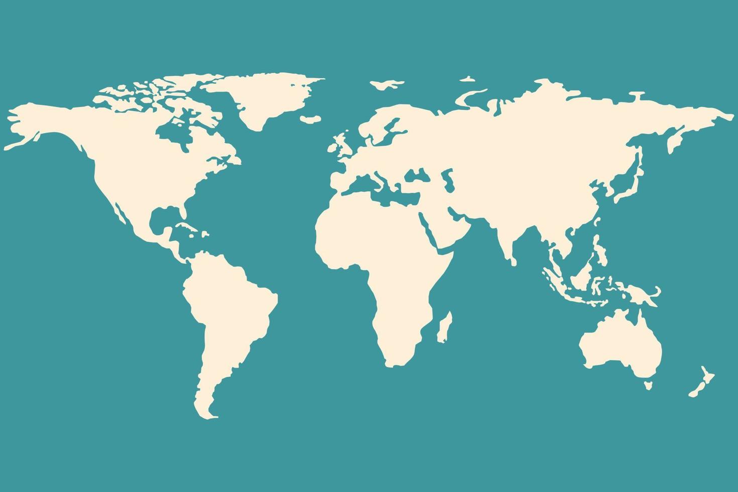 Green blank world map, Isolated background. vector