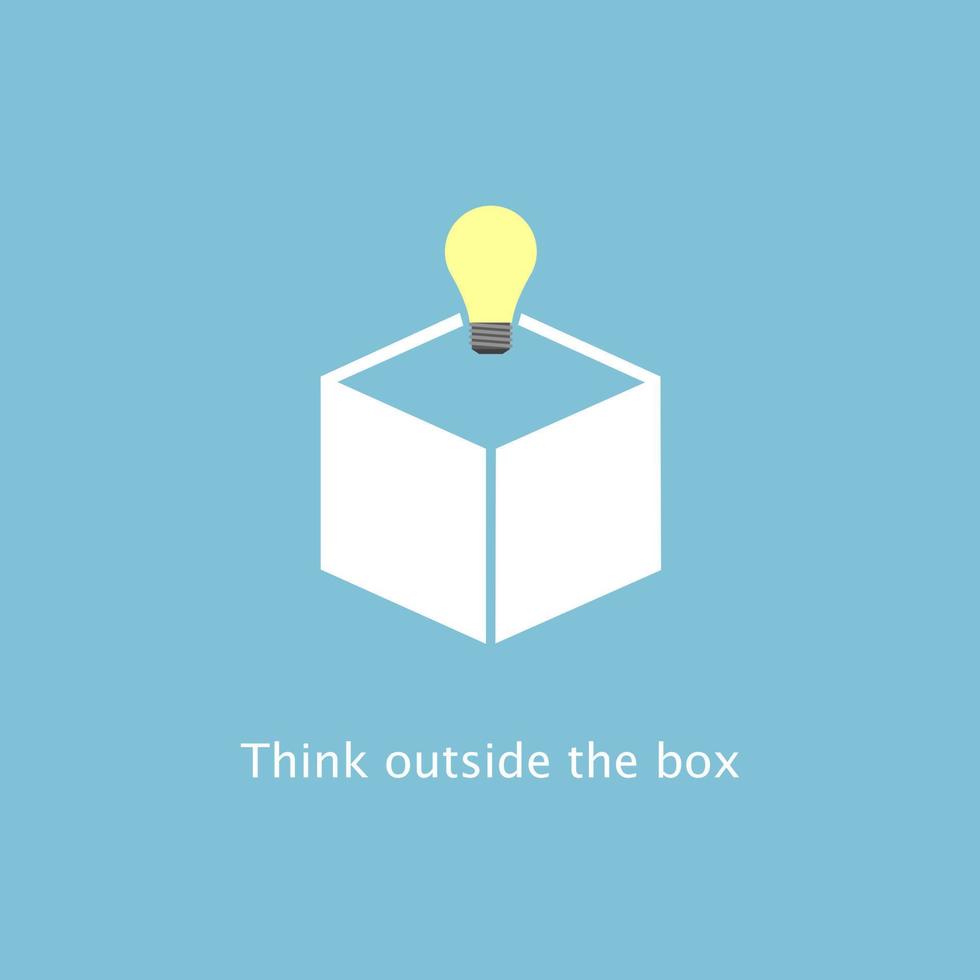 The light of idea float out from minimal box, think outside the box concept. vector