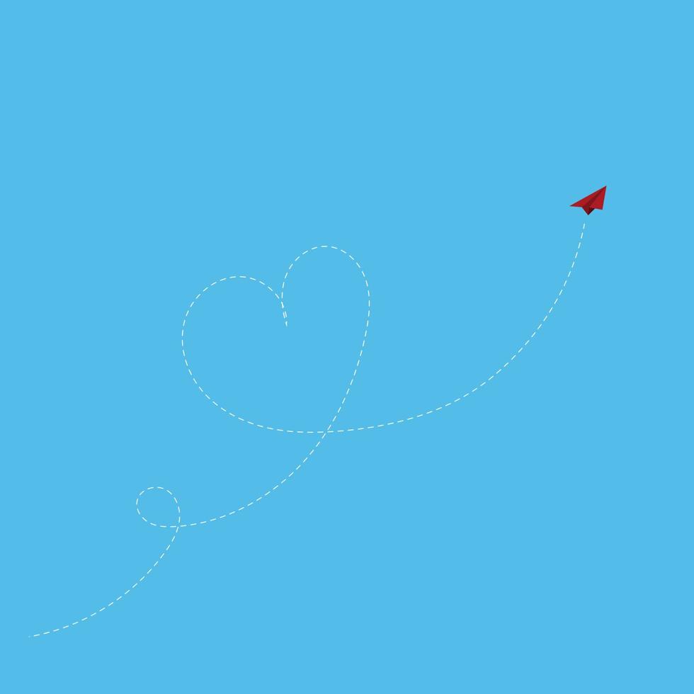 The paper plane flying, love sign vector