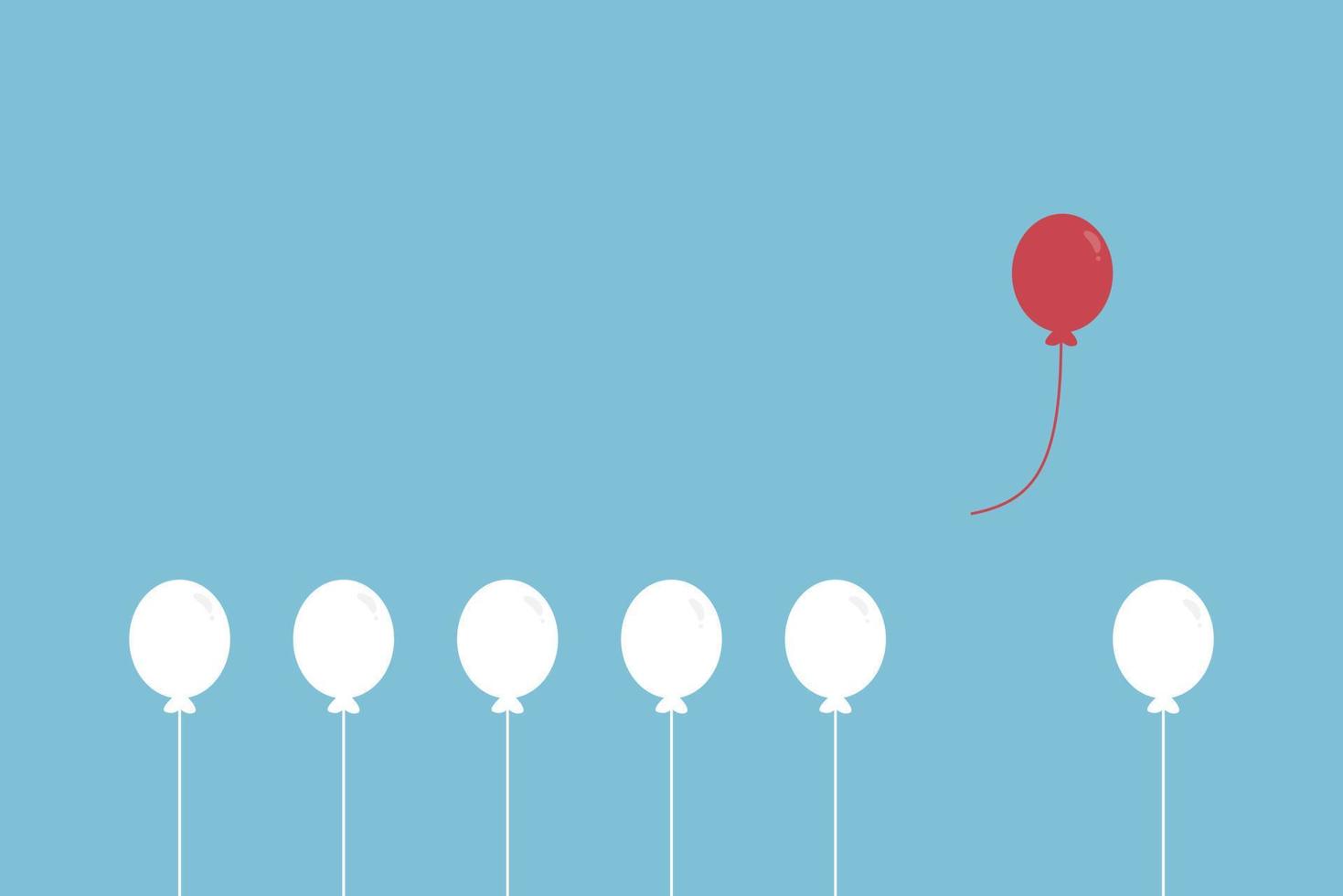 The red balloon float out from white balloon ,think difference concept. vector