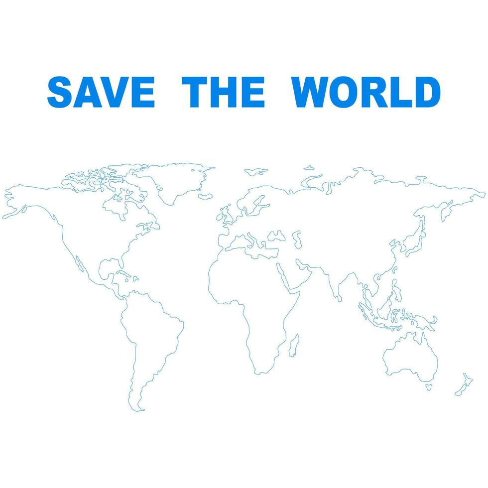 Save the world outline map. vector