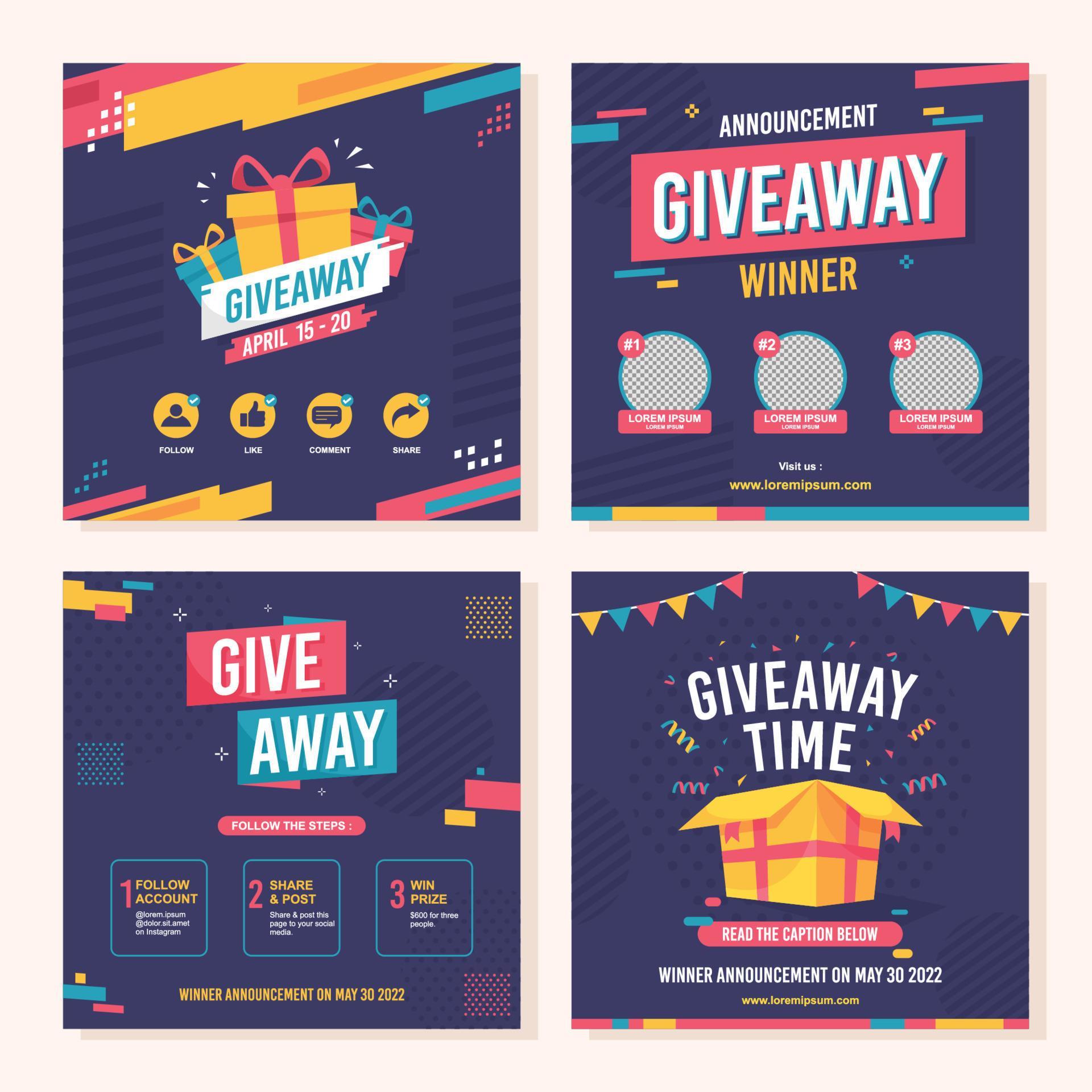 Colorful Giveaway Social Media Template 7849098 Vector Art at Vecteezy Colorful Giveaway Social Media Template 7849098 Vector Art at Vecteezy