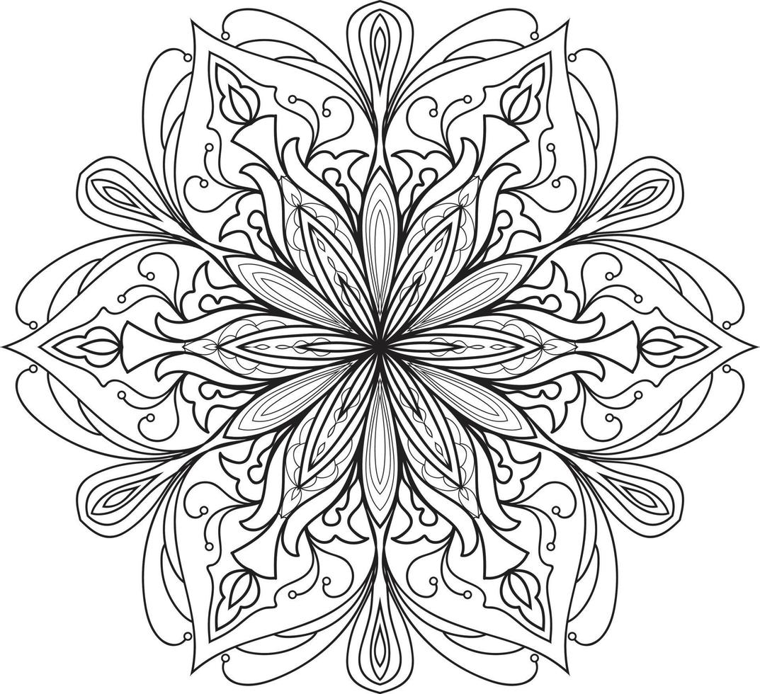 Circular Flower Mandala on White Free Vector