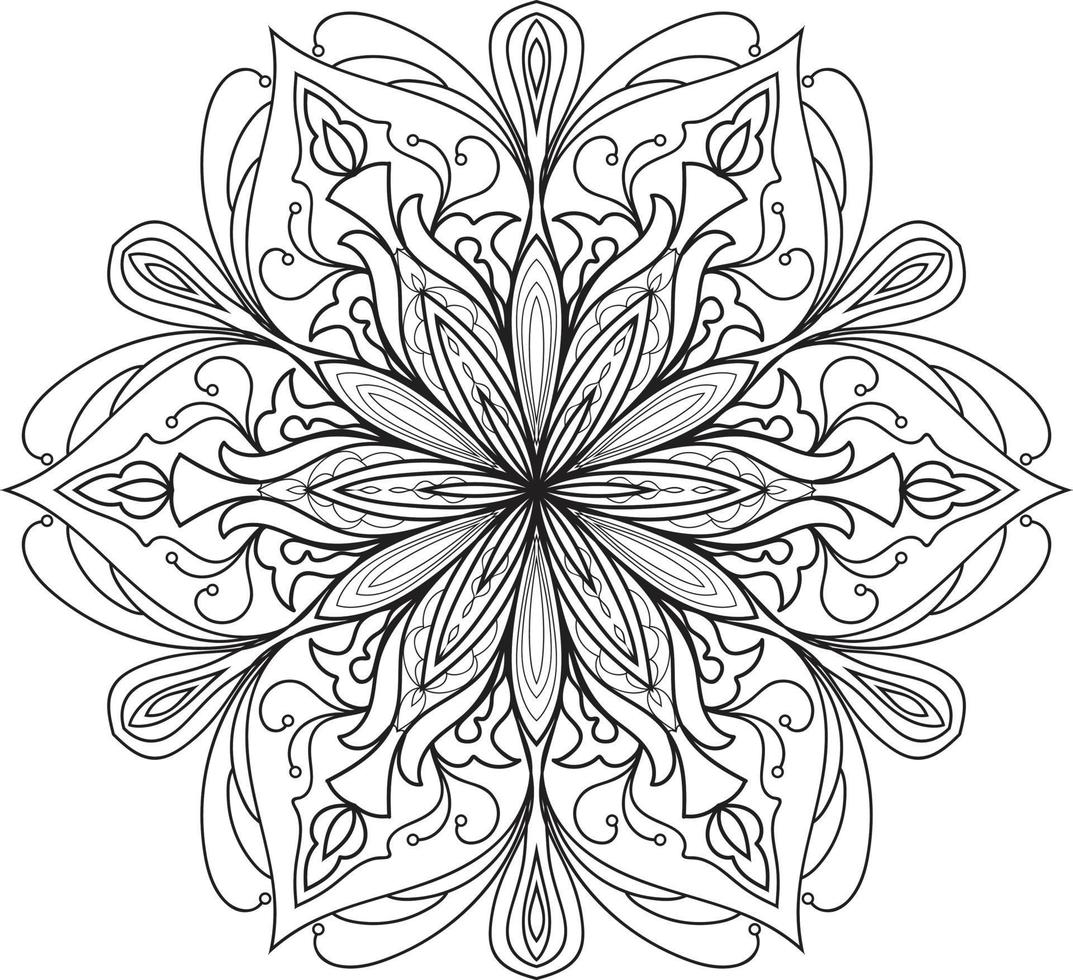 Circular Flower Mandala on White Free Vector