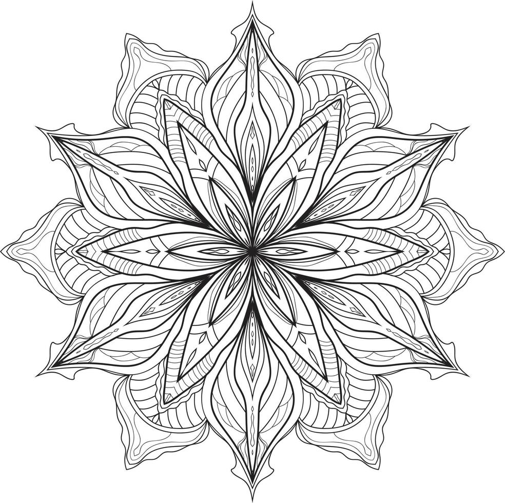 Flower Mandala in black and white background Free Vector