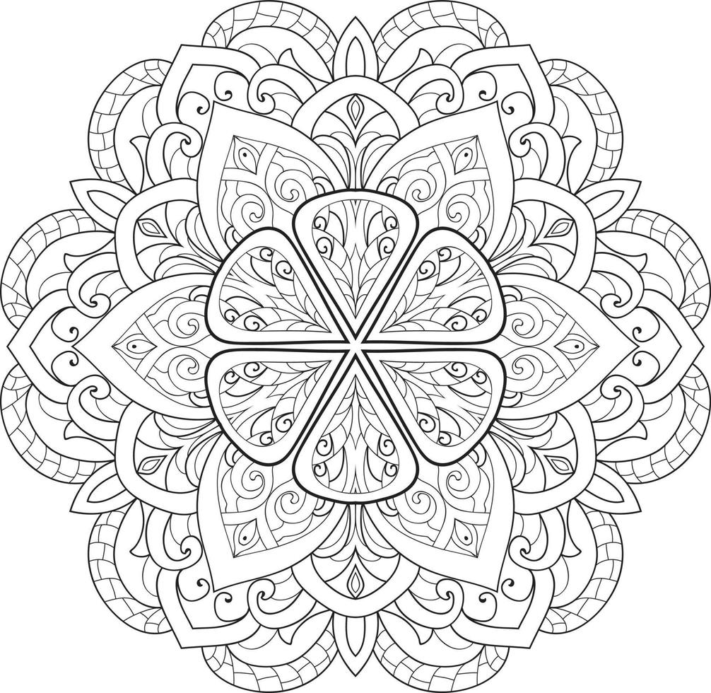 Circular Flower Mandala on White Free Vector