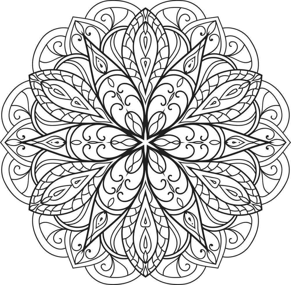 Circular Flower Mandala on White Free Vector