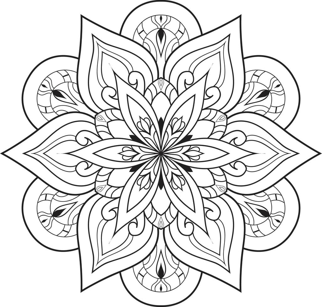 Circular Flower Mandala on White Free Vector