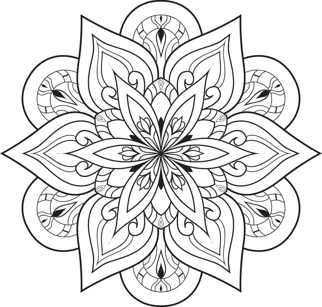 Circular Flower Mandala on White Free Vector