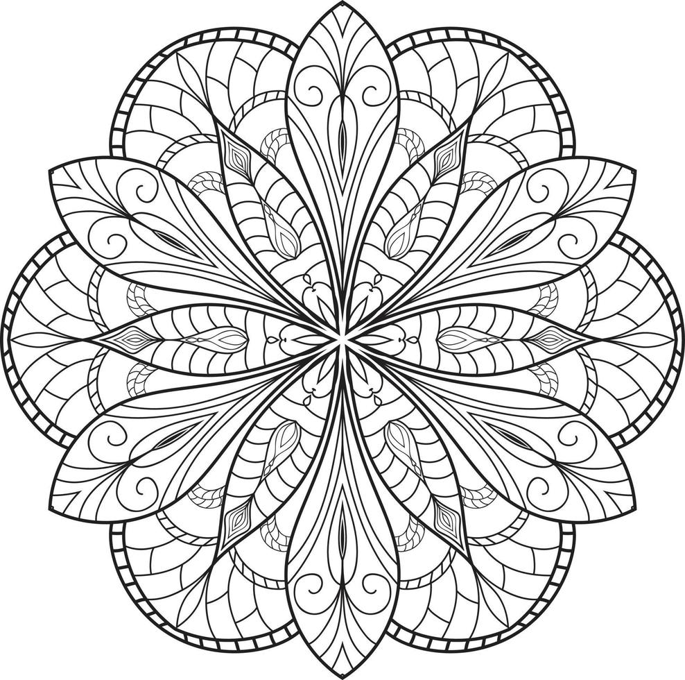 Circular Flower Mandala on White Free Vector