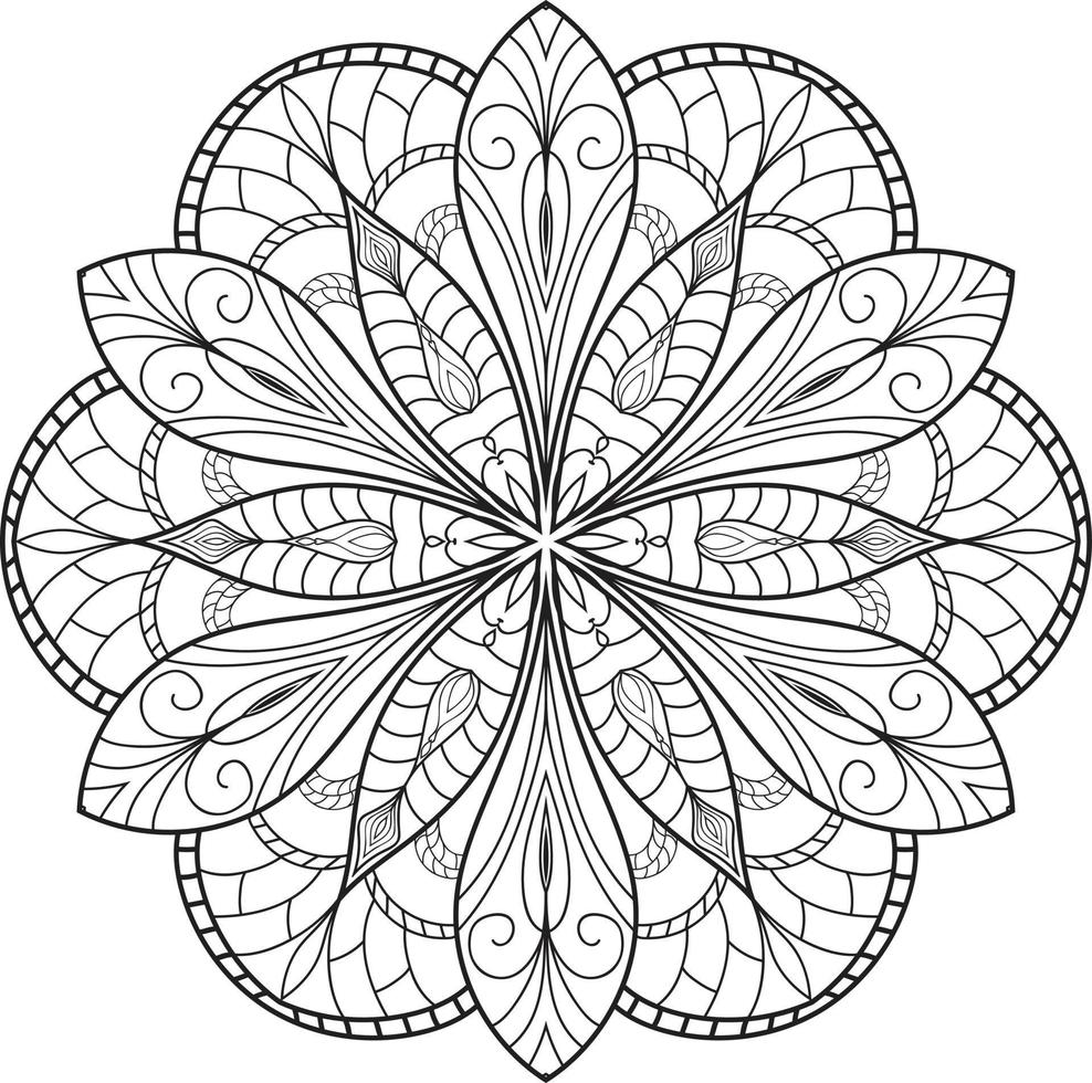 Circular Flower Mandala on White Free Vector