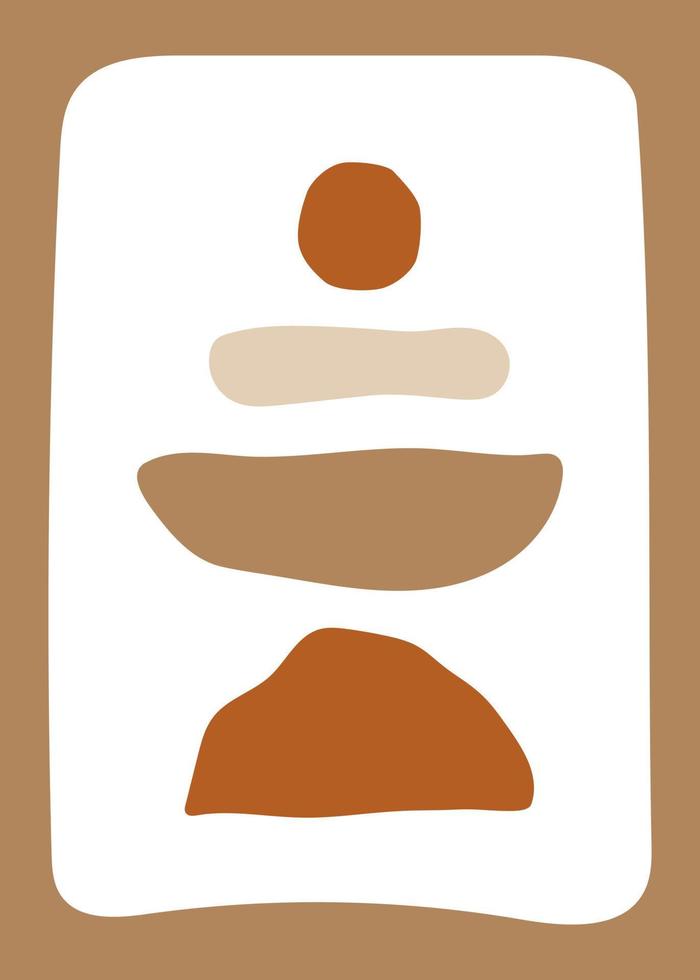 Abstract shape vector illustration in boho style. Earth tones in greeting card
