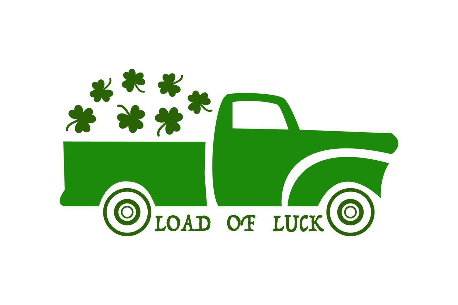 Load of luck, A pickup truck carrying clover leaves. vector