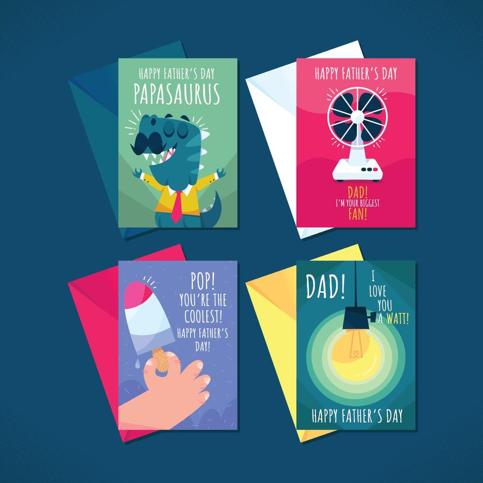 Fathers Day Cartoon Greeting Card Template vector