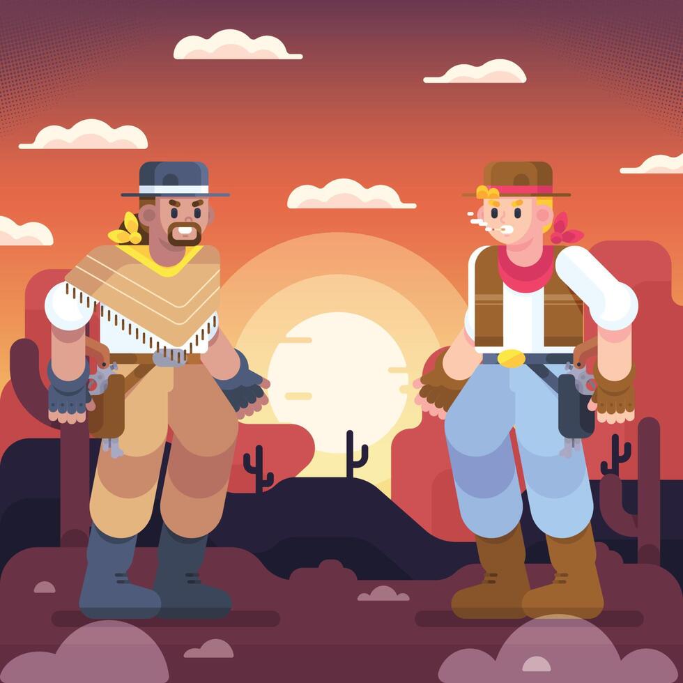 Cowboys Ready For Gunfight vector