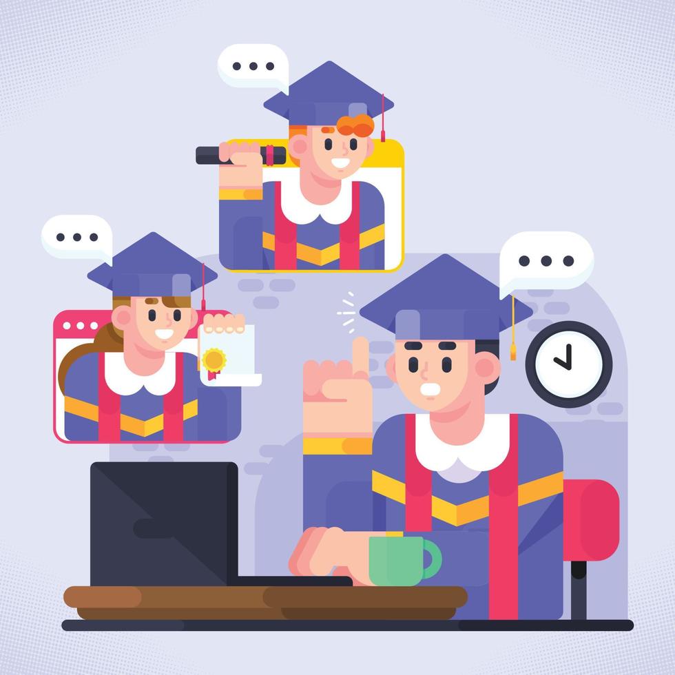 Online Graduation With Video Call vector