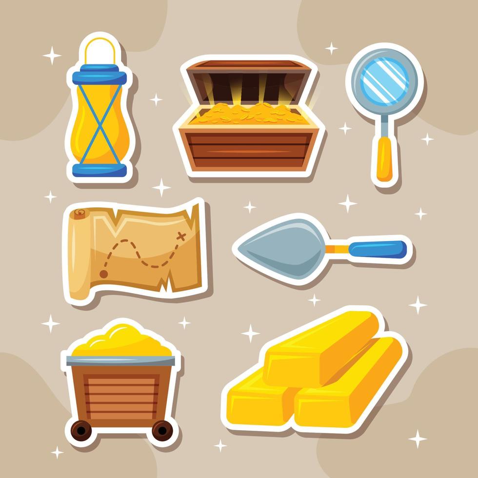 Treasure Hunter Sticker Pack Concept vector