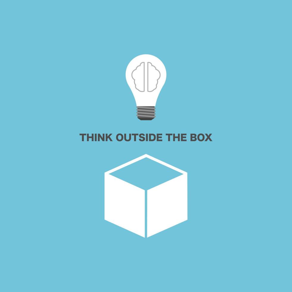 The light bulb float out of the minimalist box, think outside the box concept. vector