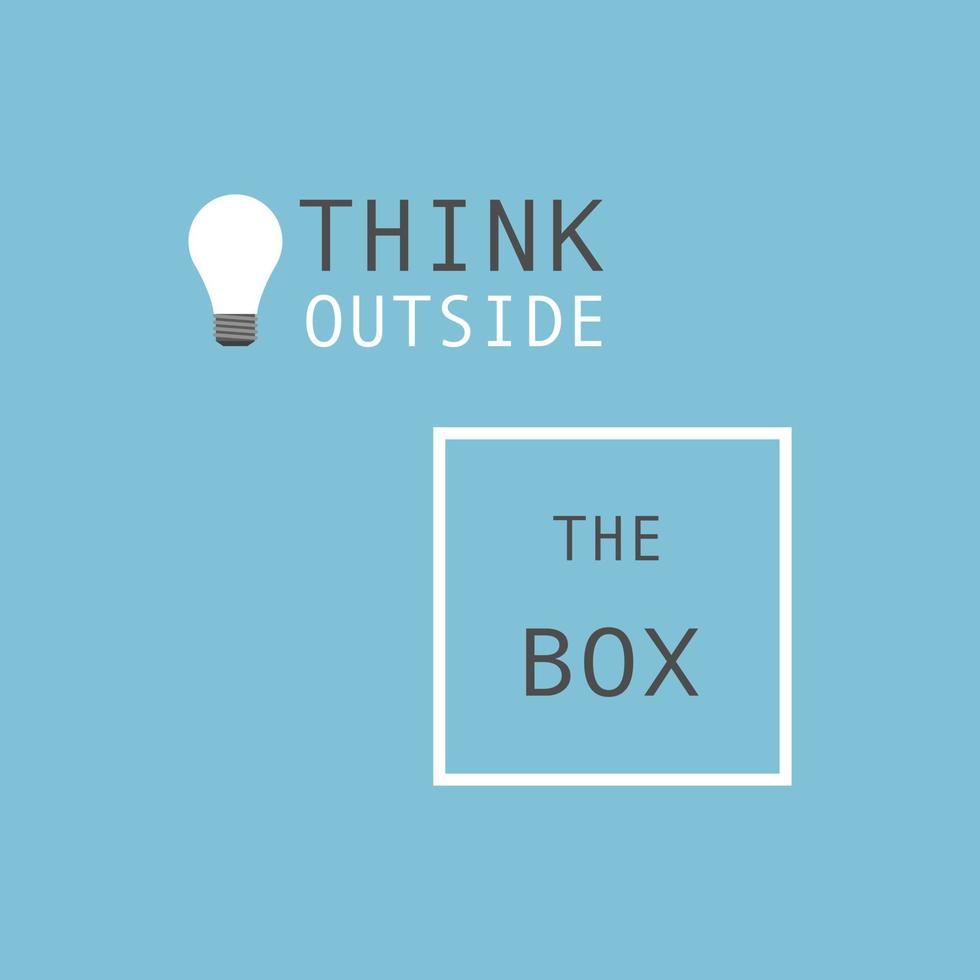 The light of idea float out from minimal box, think outside the box concept. vector