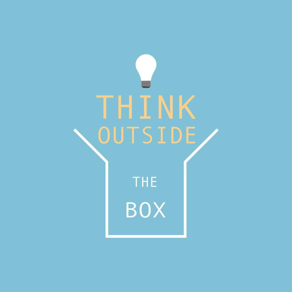 The light of idea float out from minimal box, think outside the box concept. vector