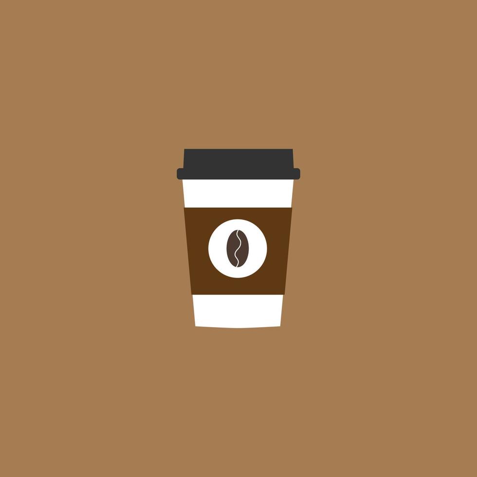 un icono de taza de café con logotipo de granos de café, diseño plano de ilustración vectorial. vector