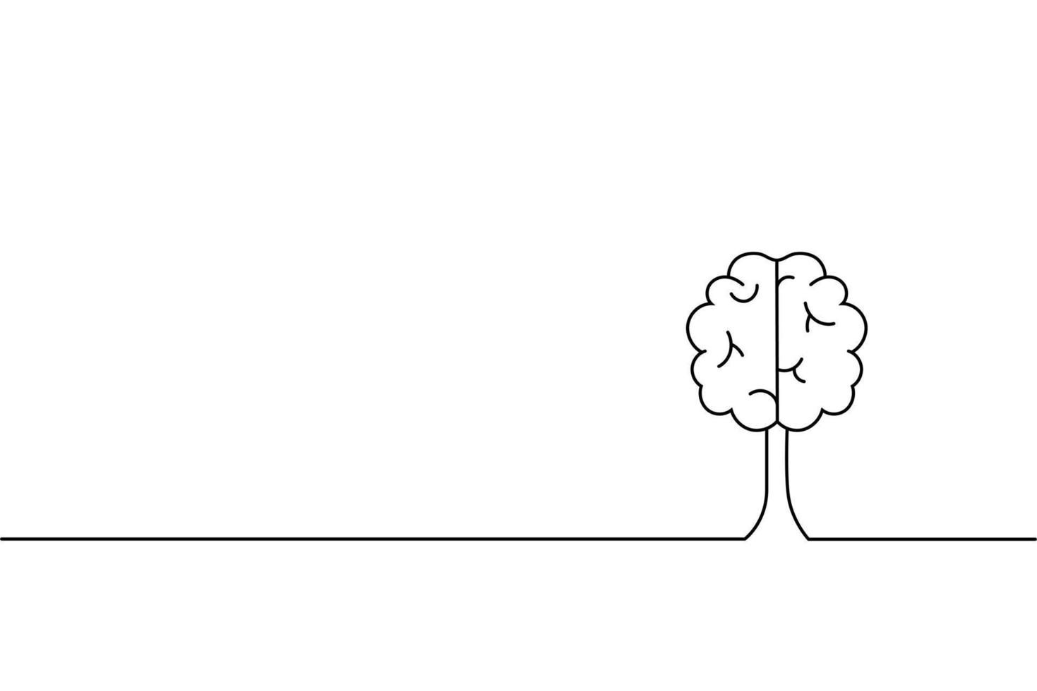 The Brain outline stoke doodle style. vector