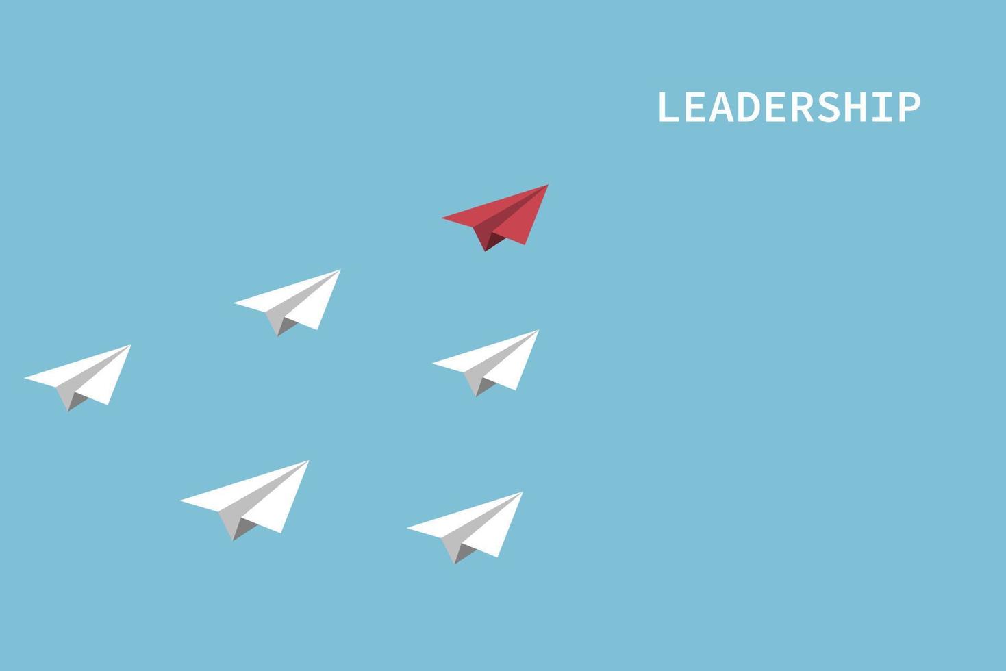 The red paper flying lead to the sky, leader business concept. vector