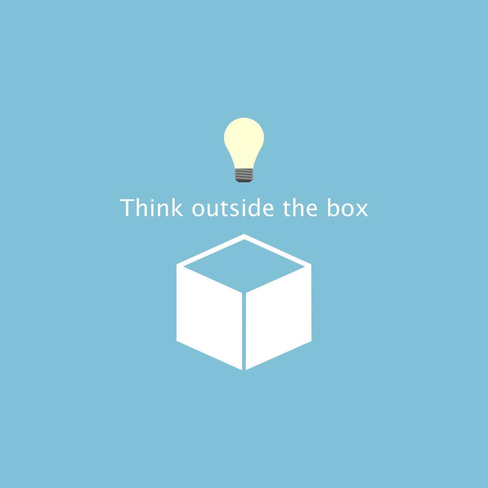 The light of idea float out from minimal box, think outside the box concept. vector