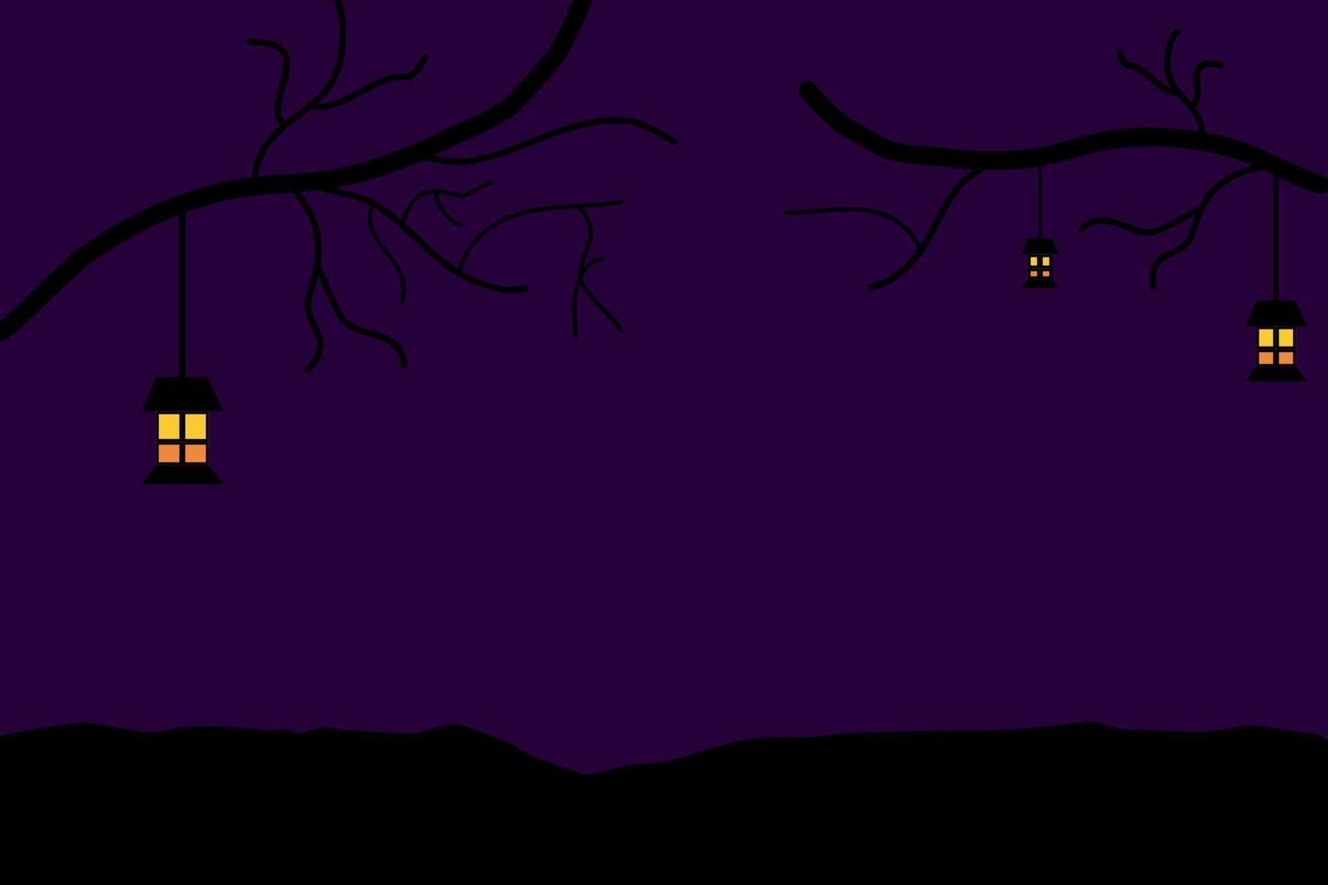 Halloween background, Lantern hanging on a branch. vector