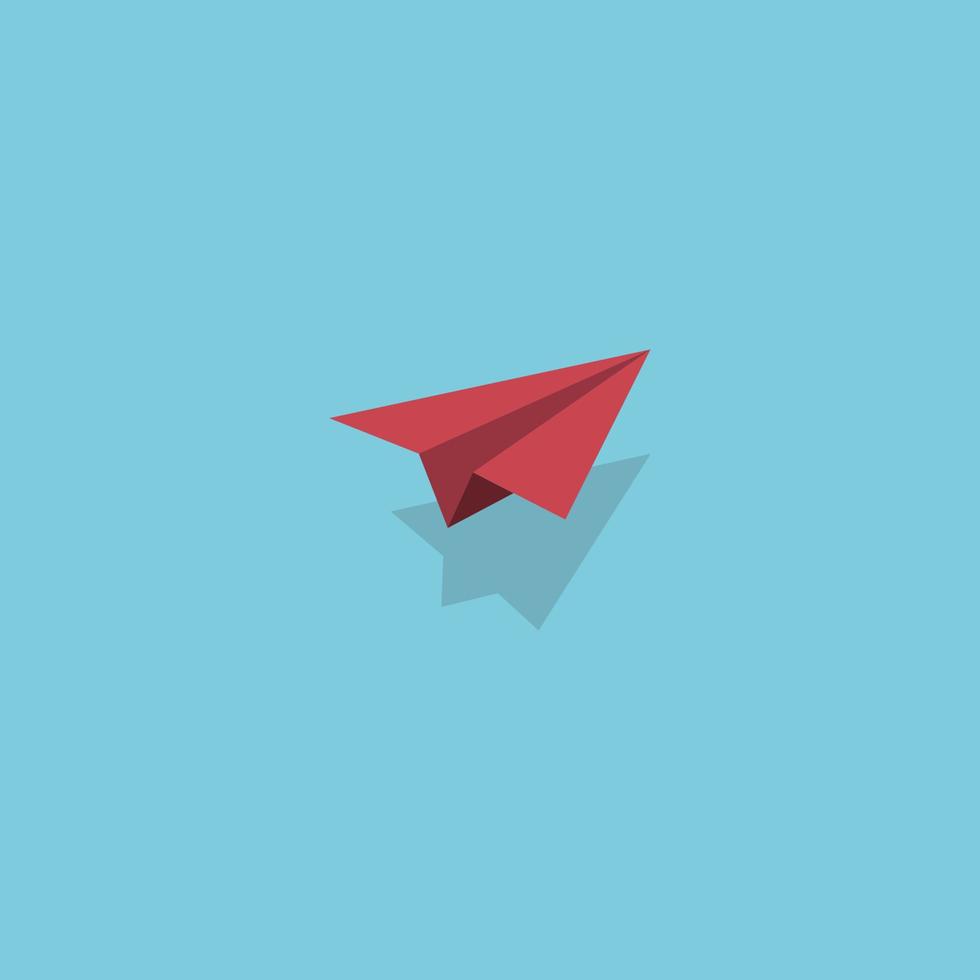 el diseño del logotipo de icono plano de la empresa para el concepto de negocio, signo de libertad. el avión de papel rojo volando hacia el cielo, poner en marcha el concepto de negocio. vector