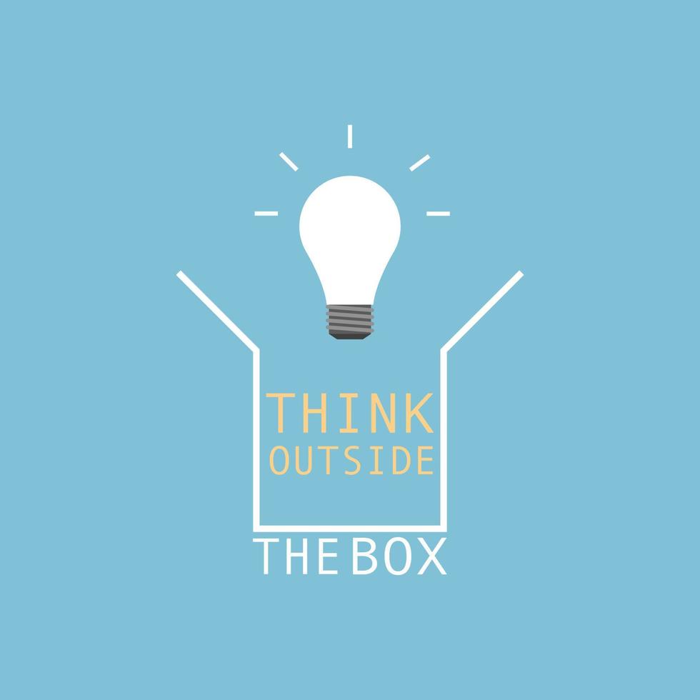 The light of idea float out from minimal box, think outside the box concept. vector