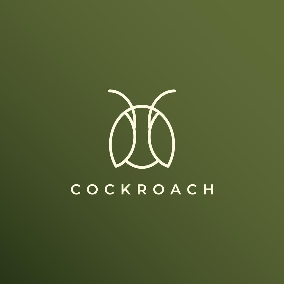 icono de logotipo de cucaracha de línea mono de lujo simple y abstracto vector