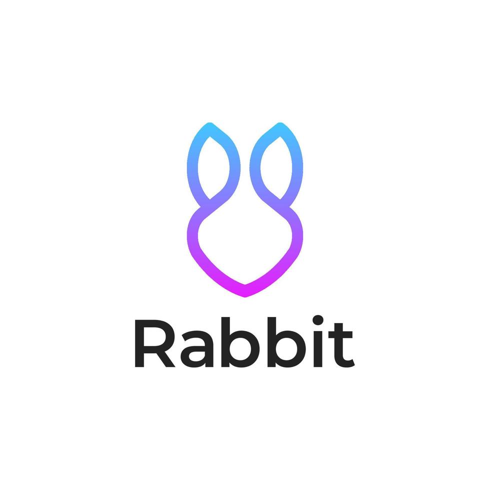 rabbit head gradient colorful logo line outline style vector