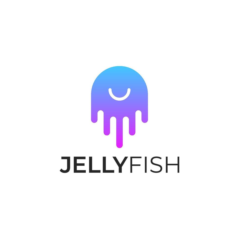 jellyfish smile gradient colorful logo vector icon