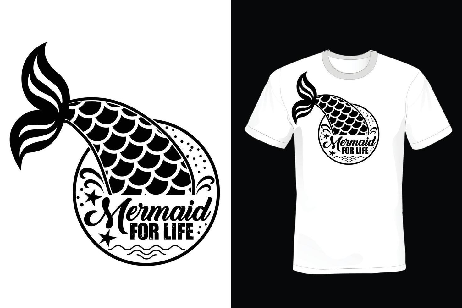 Mermaid T shirt design, vintage, typography vector